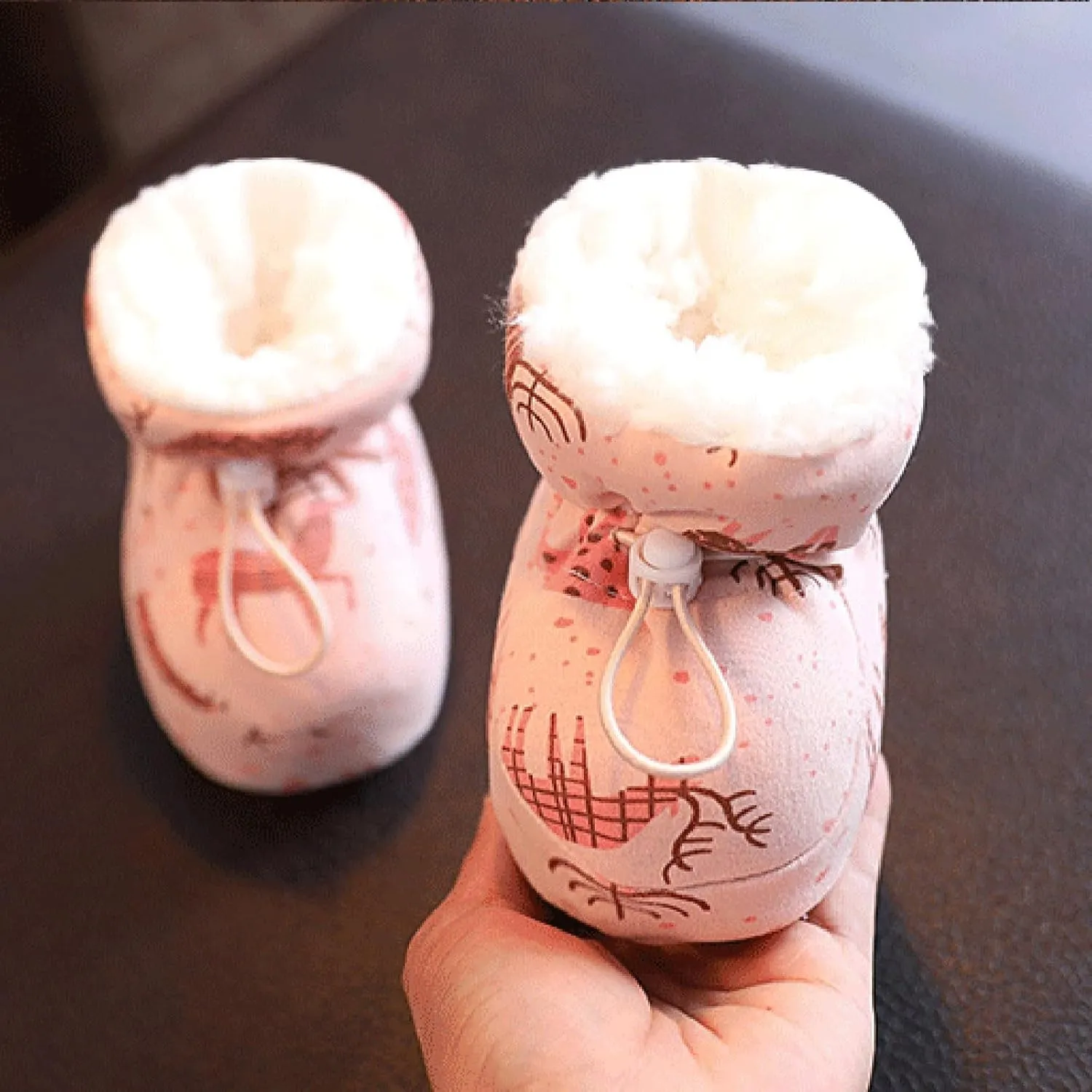 Warm Furry Baby Boots 2024 New Warm Cozy Fleece Baby Booties Winter Snow Anti Slip Soft Sole Warm Sock Shoes