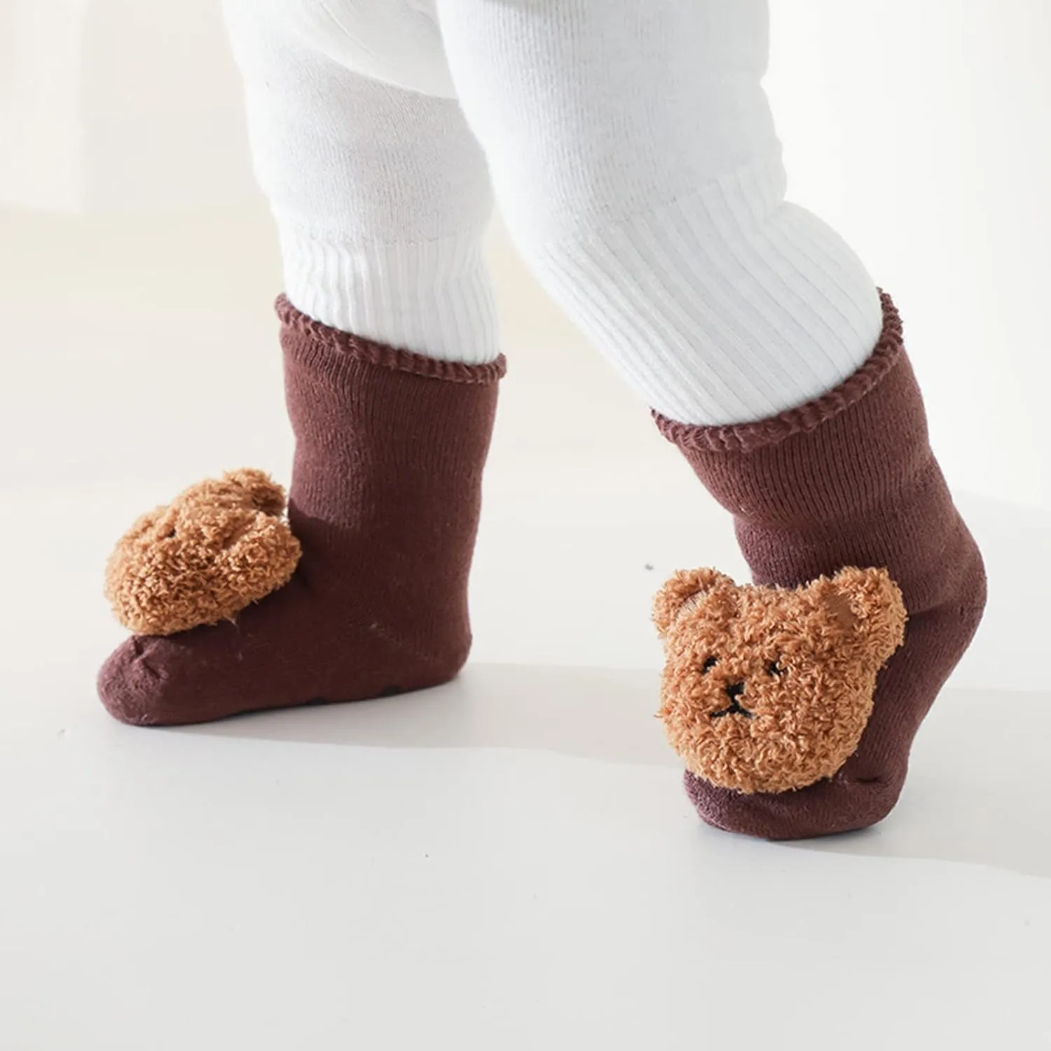Warm Winter Baby Shoes Cartoon Bear Shape Cute Soft Sole Shoes Toddler Slip on Shoes Children's Thickened Walking