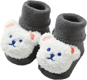 Warm Winter Baby Shoes Cartoon Bear Shape Cute Soft Sole Shoes Toddler Slip on Shoes Children's Thickened Walking