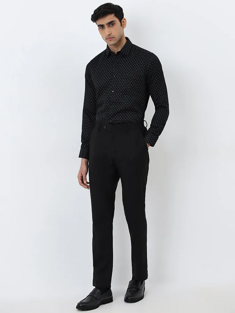 WES Formals Black Slim-Fit Shirt