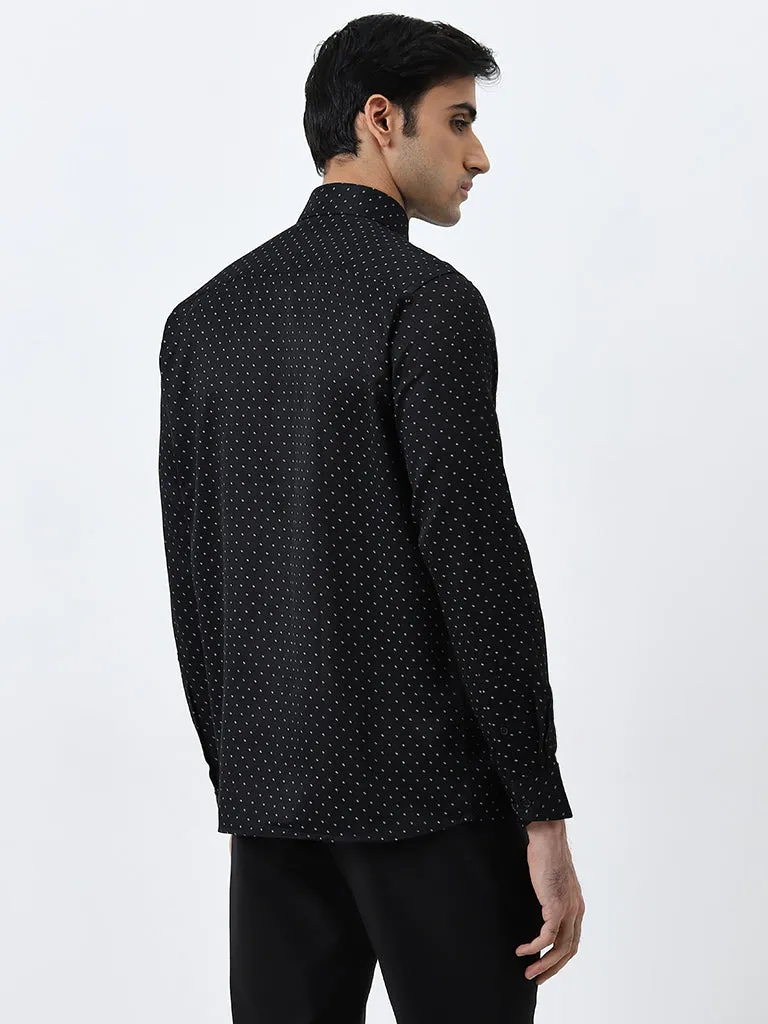 WES Formals Black Slim-Fit Shirt