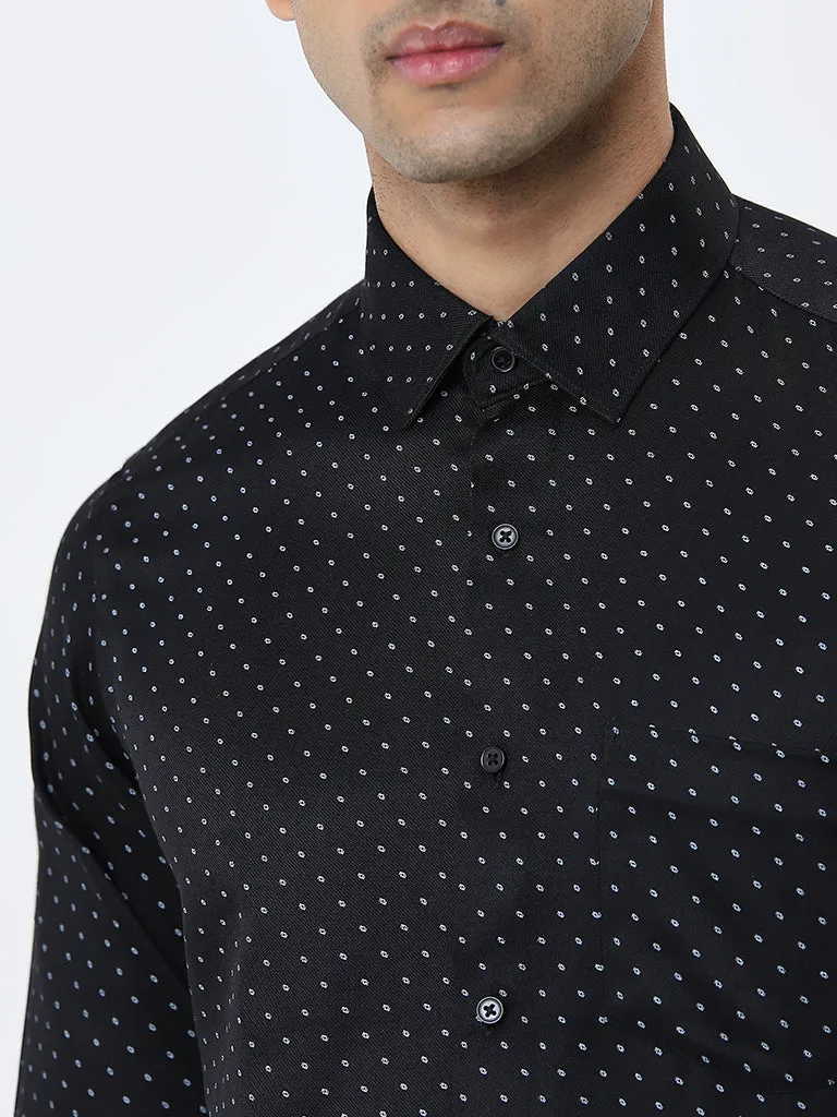 WES Formals Black Slim-Fit Shirt