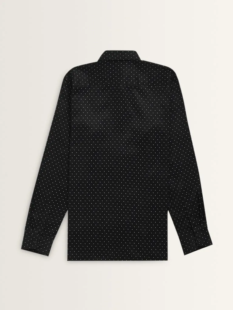 WES Formals Black Slim-Fit Shirt