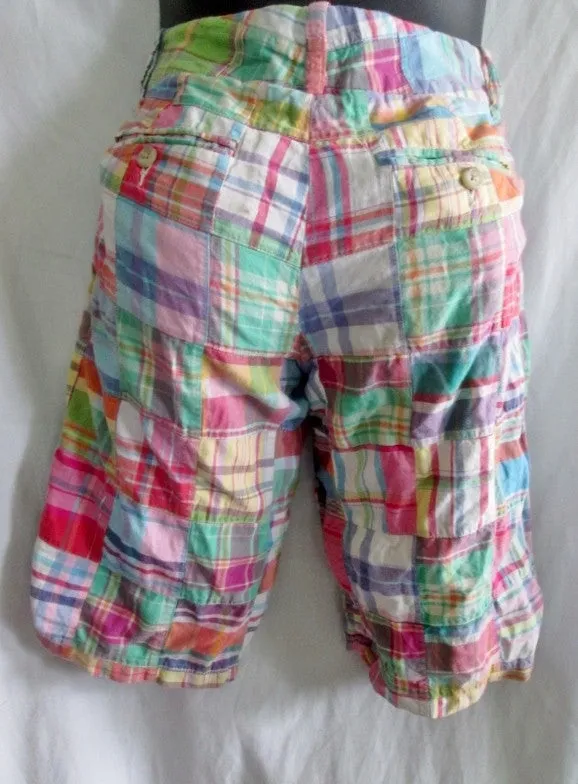 Womens RALPH LAUREN RUGBY Dress Casual Cotton SHORTS MADRAS PLAID 2