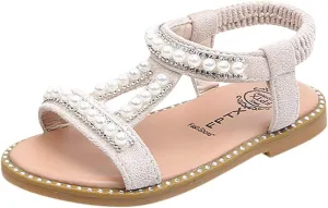 WUAI Kids Baby Girls Summer Sandals Fashion Boho Princess Flat Shoes Crystal Beach Roman Sandals 1-6Years