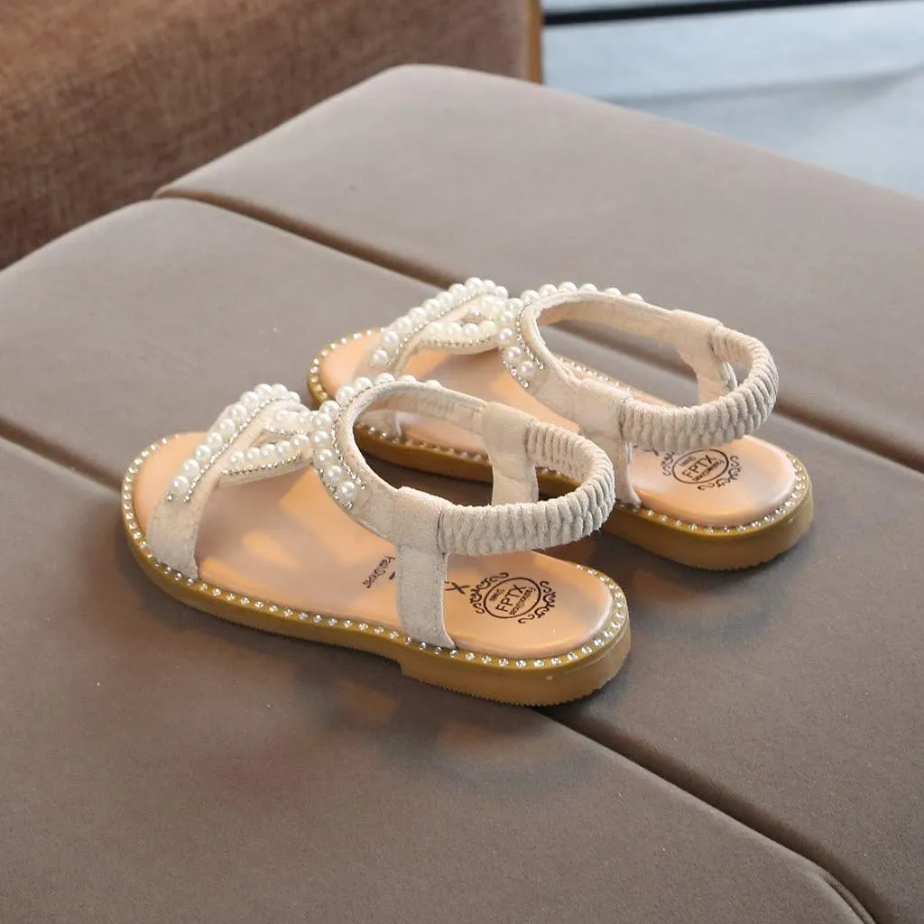 WUAI Kids Baby Girls Summer Sandals Fashion Boho Princess Flat Shoes Crystal Beach Roman Sandals 1-6Years
