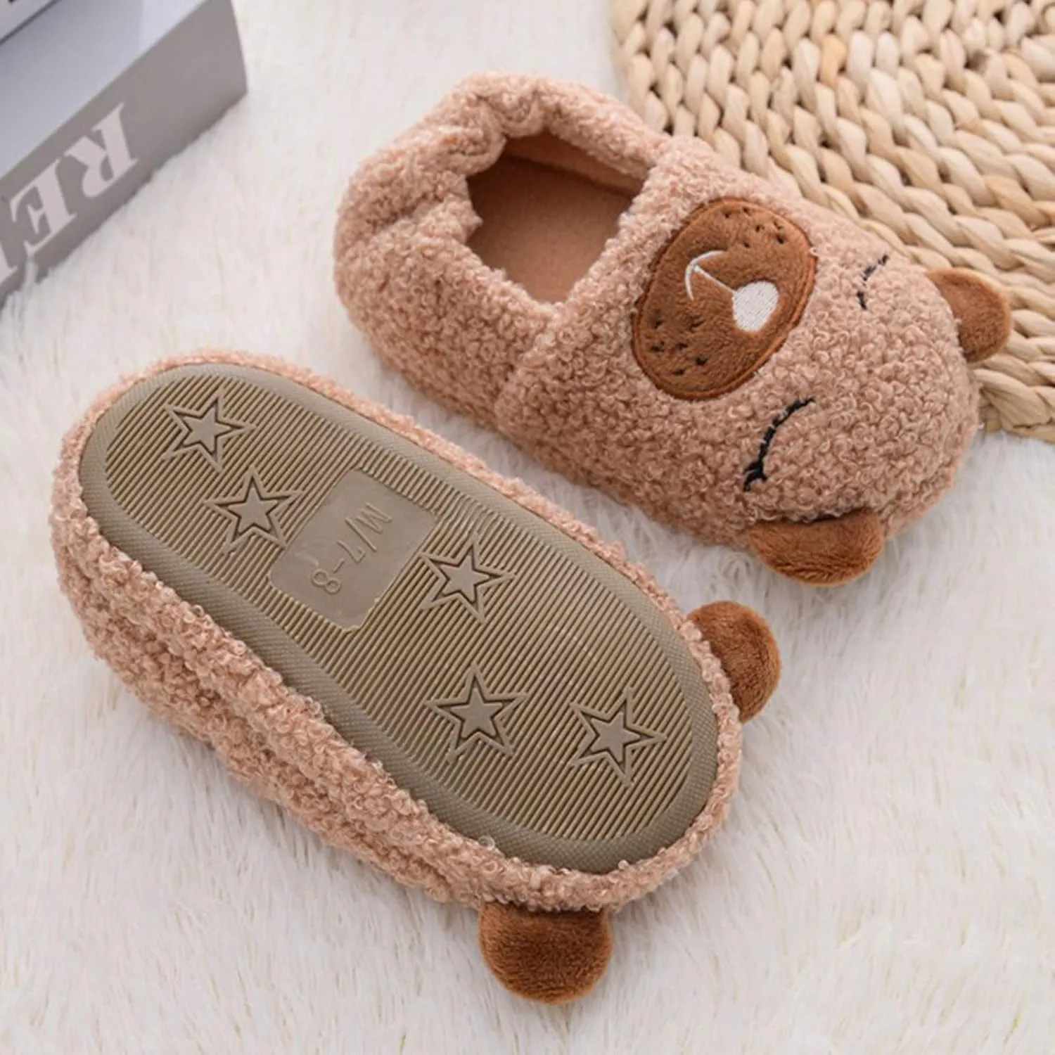XIMIN Toddler Kids Baby Warm Shoes Boys Girls Cartoon Soft-Soled Slippers Soft Sole Anti-slip Slippers Lightweight Shoes