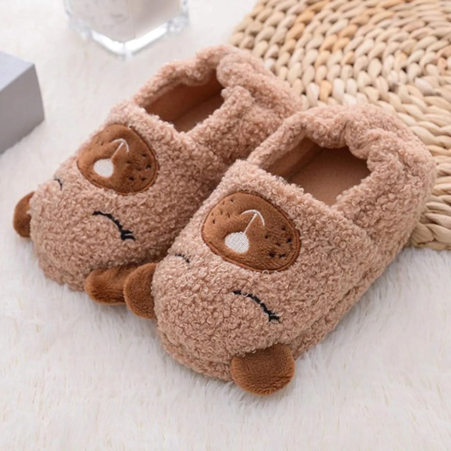 XIMIN Toddler Kids Baby Warm Shoes Boys Girls Cartoon Soft-Soled Slippers Soft Sole Anti-slip Slippers Lightweight Shoes