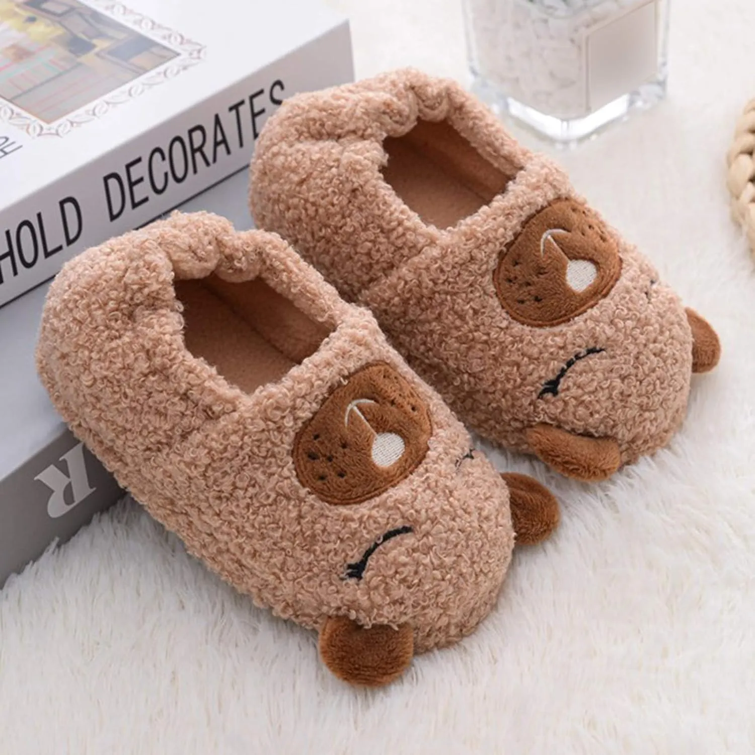 XIMIN Toddler Kids Baby Warm Shoes Boys Girls Cartoon Soft-Soled Slippers Soft Sole Anti-slip Slippers Lightweight Shoes