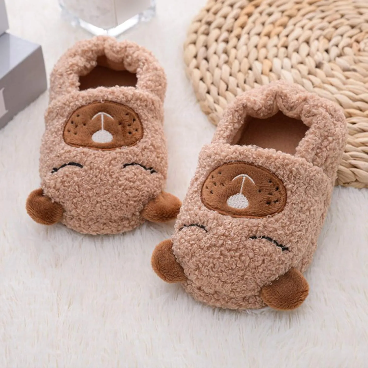 XIMIN Toddler Kids Baby Warm Shoes Boys Girls Cartoon Soft-Soled Slippers Soft Sole Anti-slip Slippers Lightweight Shoes