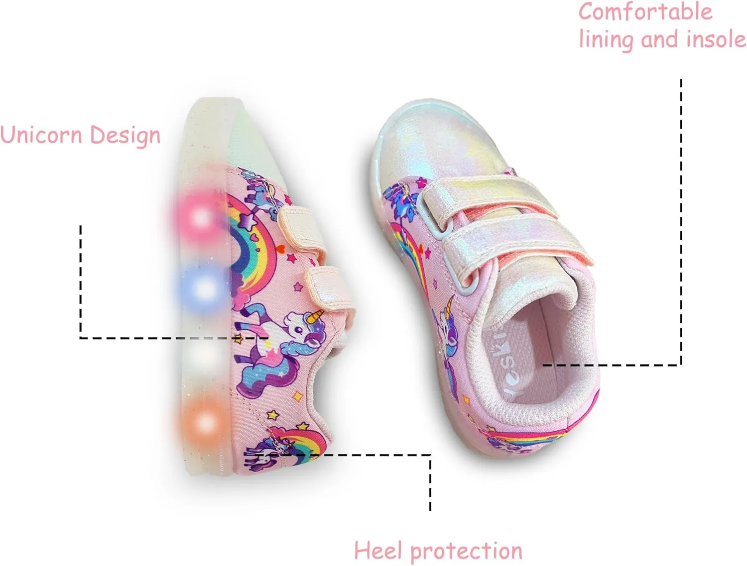 YESKIS Boys Girls Light Up Sneakers LED Flashing Canvas Shoes Vivaki Cartoon Barefoot Walking Tennis Shoes for Toddler Little Kid