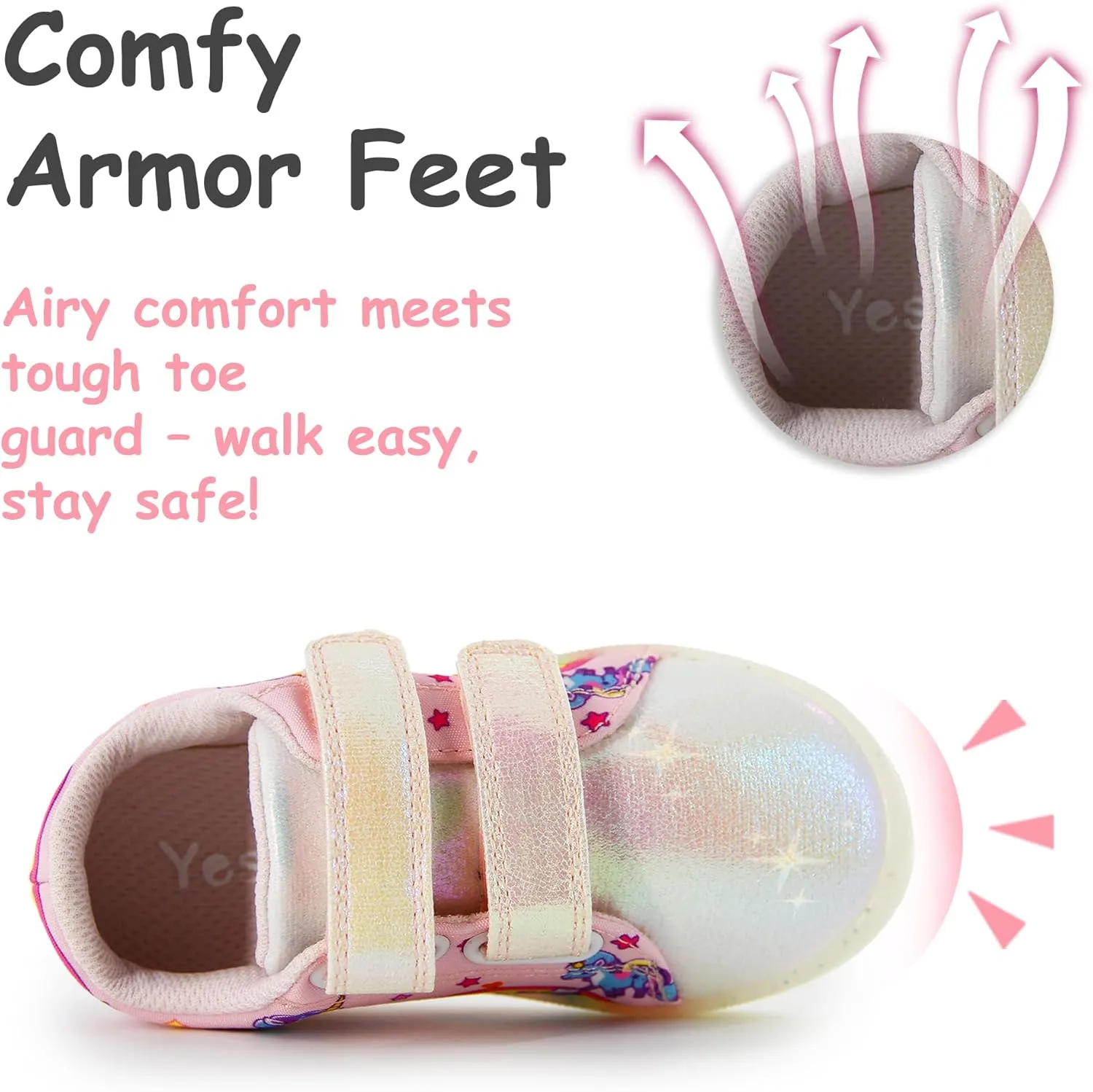 YESKIS Boys Girls Light Up Sneakers LED Flashing Canvas Shoes Vivaki Cartoon Barefoot Walking Tennis Shoes for Toddler Little Kid