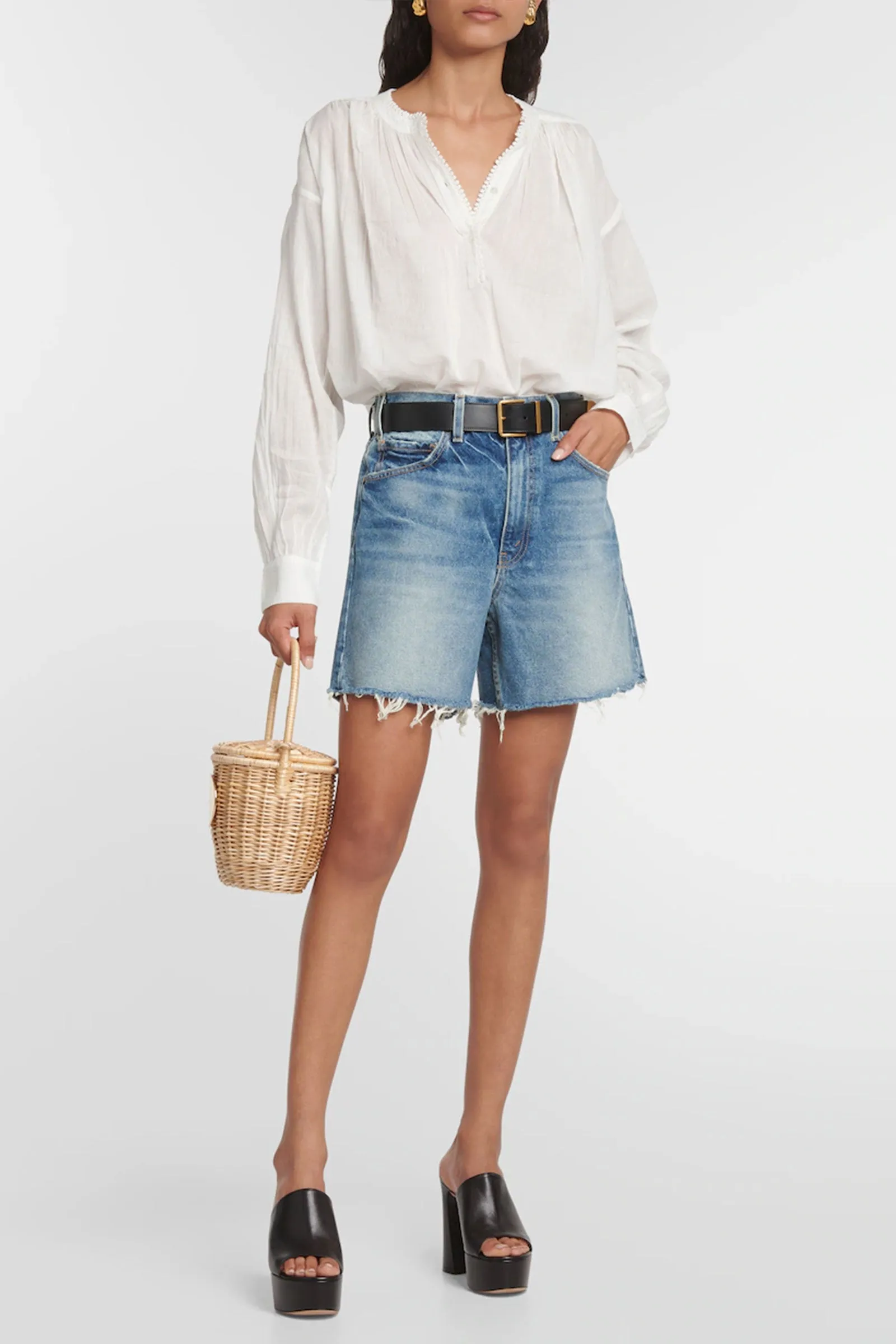 Yoann Low-rise Cotton Denim Shorts