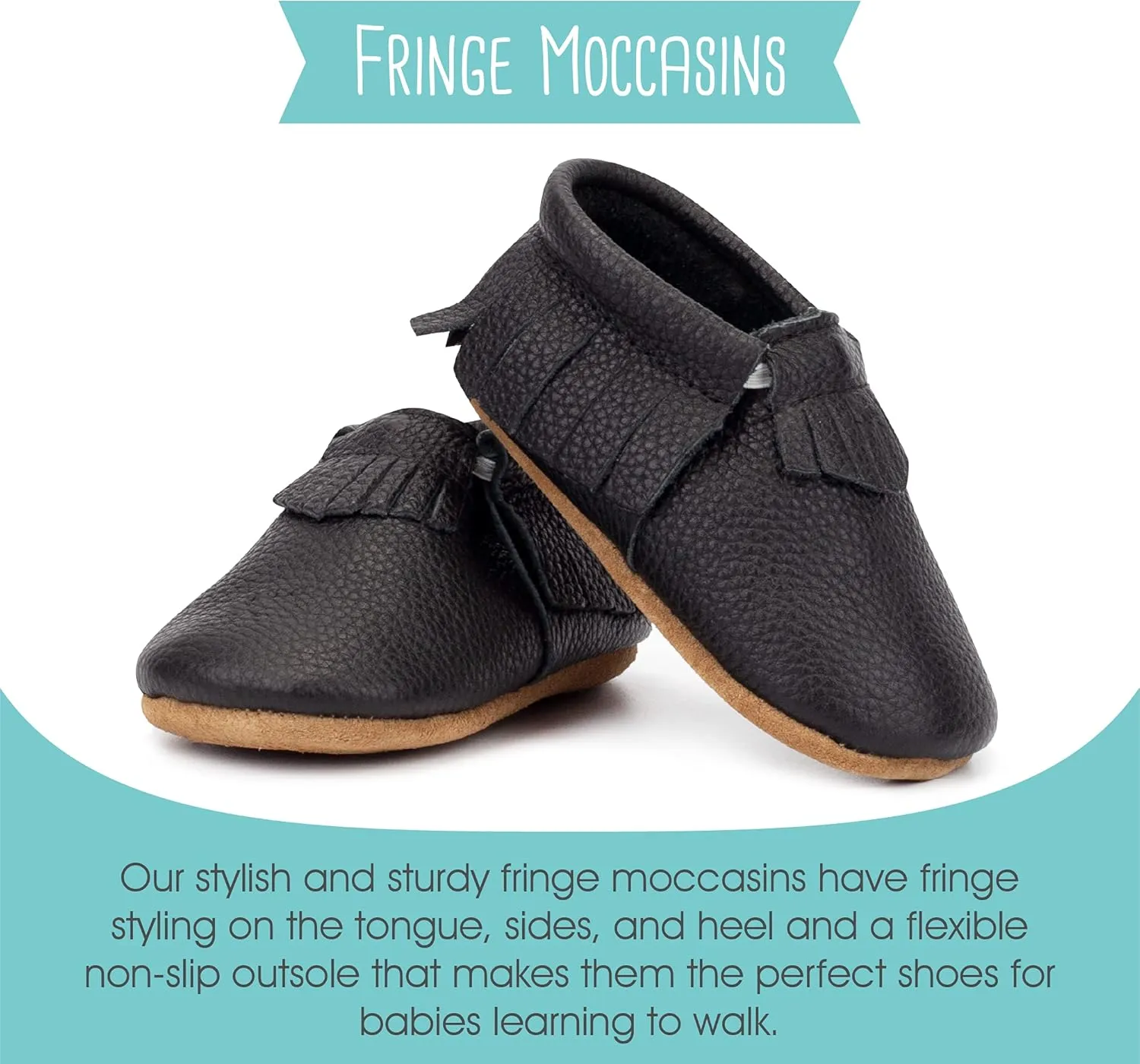 Zutano Unisex Baby Leather Moccasins, Slip Resistant, Soft-Sole Stay On Baby Shoes