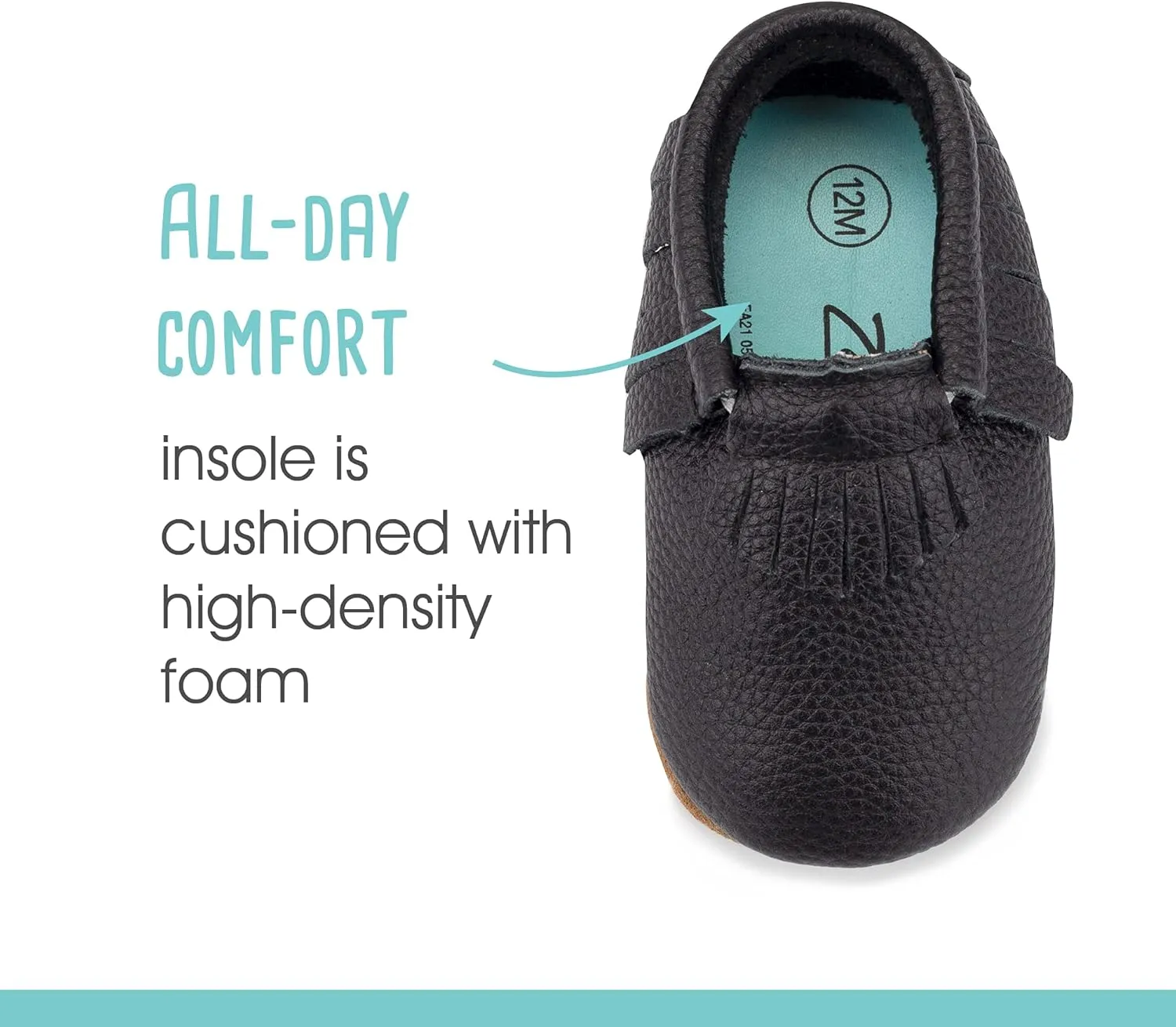 Zutano Unisex Baby Leather Moccasins, Slip Resistant, Soft-Sole Stay On Baby Shoes